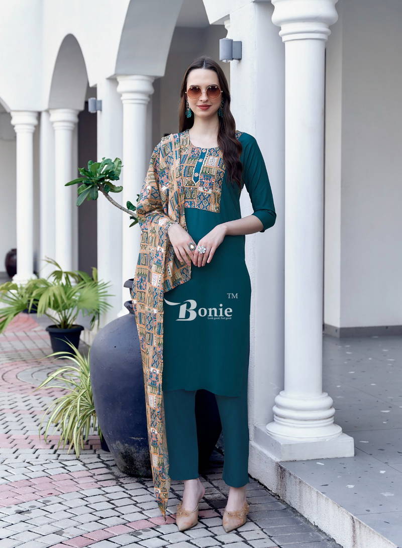 Divya Vol 1 By Bonie Heavy Rayon Stylish Kurti With Bottom Dupatta Wholesale Online